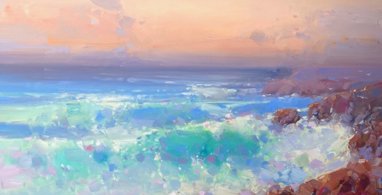 Sunset, Original oil Painting, Handmade artwork, One of a Kind                     
